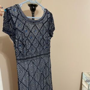 Blue Bedazzled Prom Dress